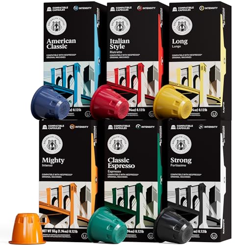 BREWKLYN COFFEE for Nespresso OriginalLine Machine 120 pods Certified Genuine Espresso Variety Pack, Italian Espresso Coffee, 120 Pod Variety Pack