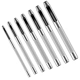 7PCS Hollow Leather Hole Punch Set, Maugruy Metal Round Punching Hole Tool, 5/64–13/64in (2–5mm) with Anti-Slip Grip for Belts, Watch Bands, Paper, Plastics, DIY, Repair Tools