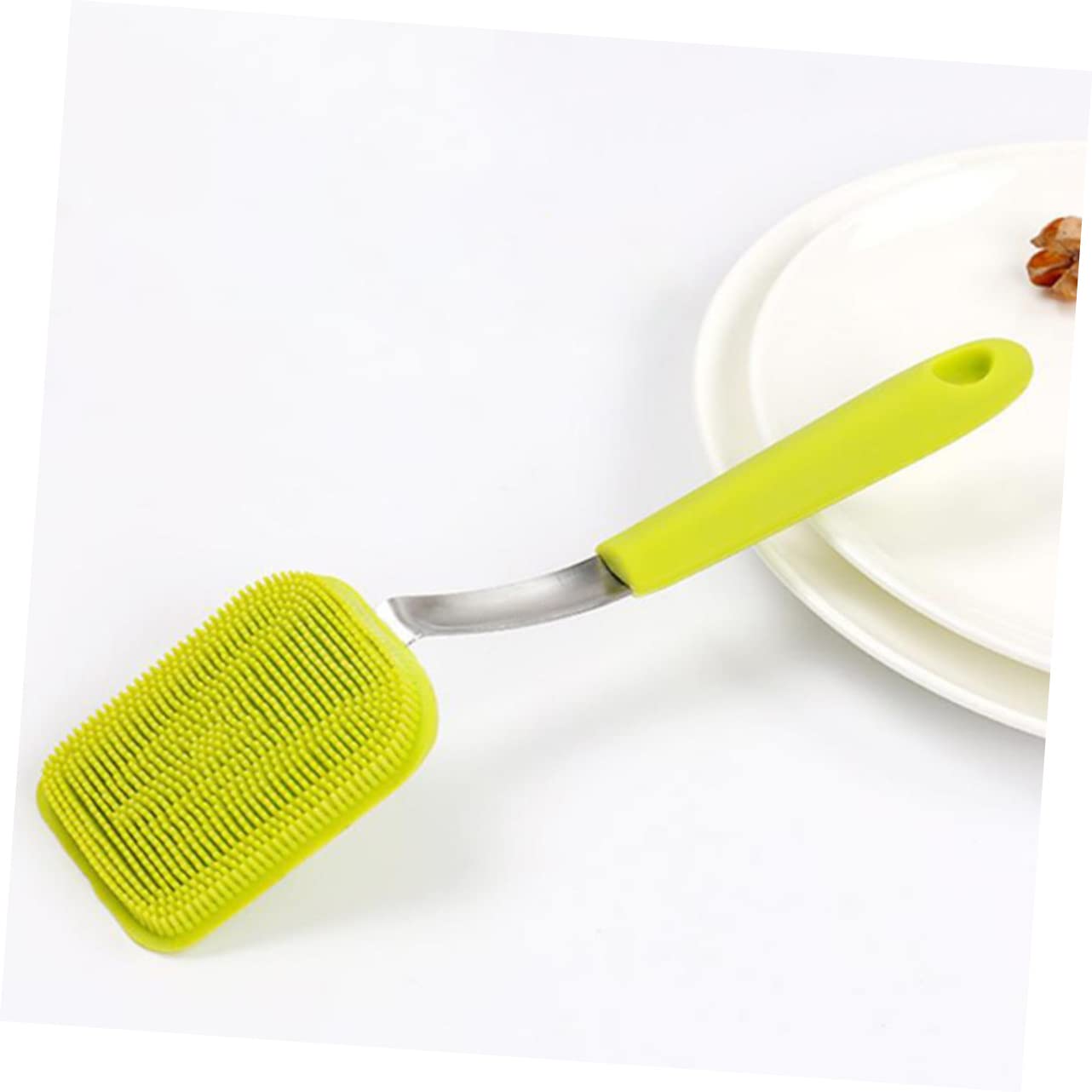 HOODANCOS Multi-Function Dish Brush Handle Silicone Cleaning Brush for Bowl Pan Dish Green