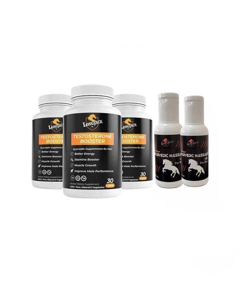 LongJack+ Stamina And Herbal Booster (Energy Booster) | Men (Man) Power Booster Capsules with Ayurvedic Massage Oil, 90 Capsules & 100ML Oil, Combo Pack-image-8