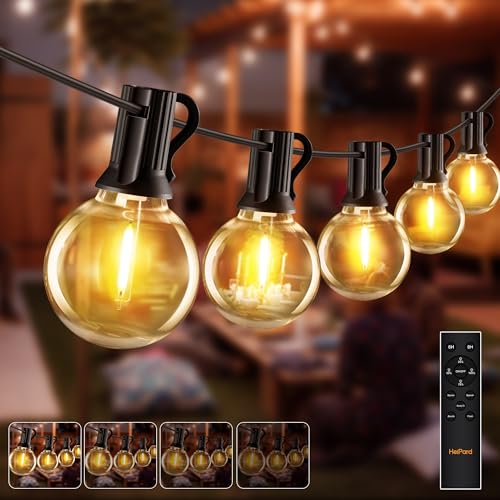 HeiPard Catena Luminosa Esterno 20m, 30 LED G40 Luci da Esterno Giardino Calde Regolabili con Telecomando | 3 Modalità + Timer | Ip45 Impermeabile per Giardino, Natale, Matrimoni