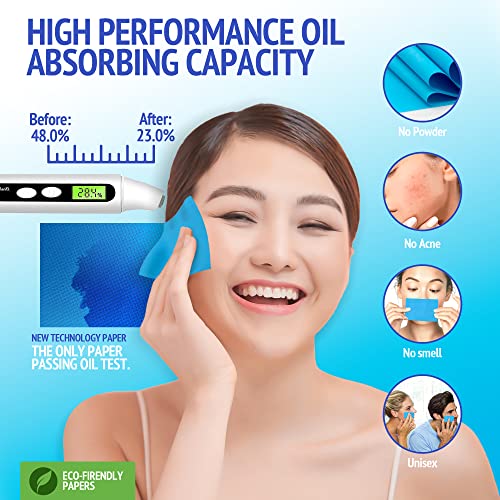 Extra High-Performance Oil Blotting Sheets For Face - 6X50 Sheets - Grain Free Silky And Softer Blotting Paper For Oily Skin To Reduce Skin Acne - Makeup Friendly, Thick & Strong Natural Paper #TOP2