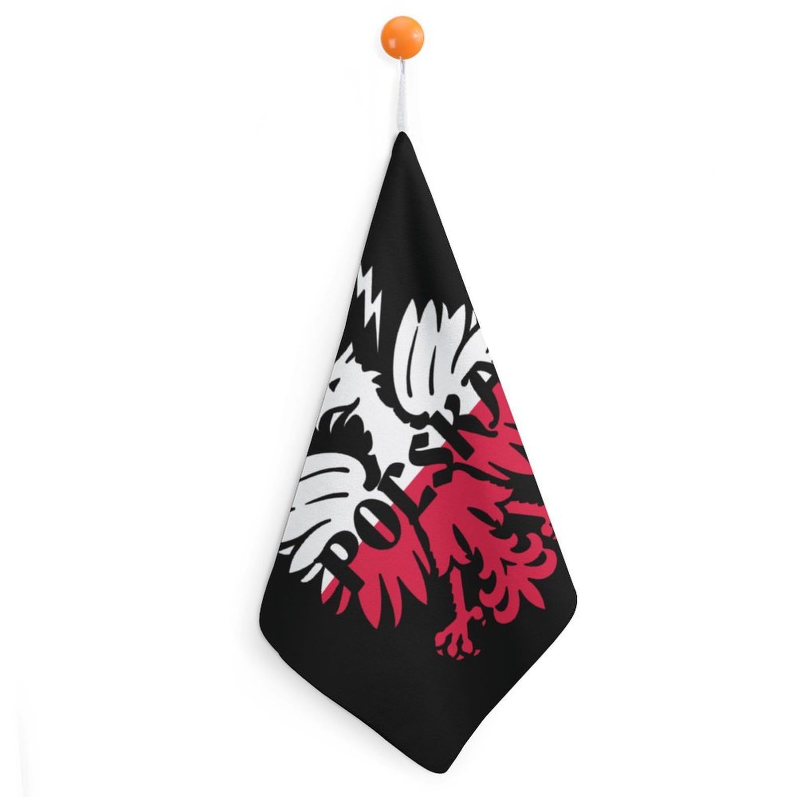 TXFBTRFSA Polska Poland Polish Flag Hand Towels with Hanging Loop Kitchen Towel Handkerchiefs Cleaning Cloths
