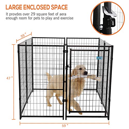 JAXPETY 47”H Large Dog Pens 8-Piece Pet Playpen Outdoor & Indoor, Heavy-Duty Metal Fence Puppy Play Crates Dog Kennels Enclosure, Black