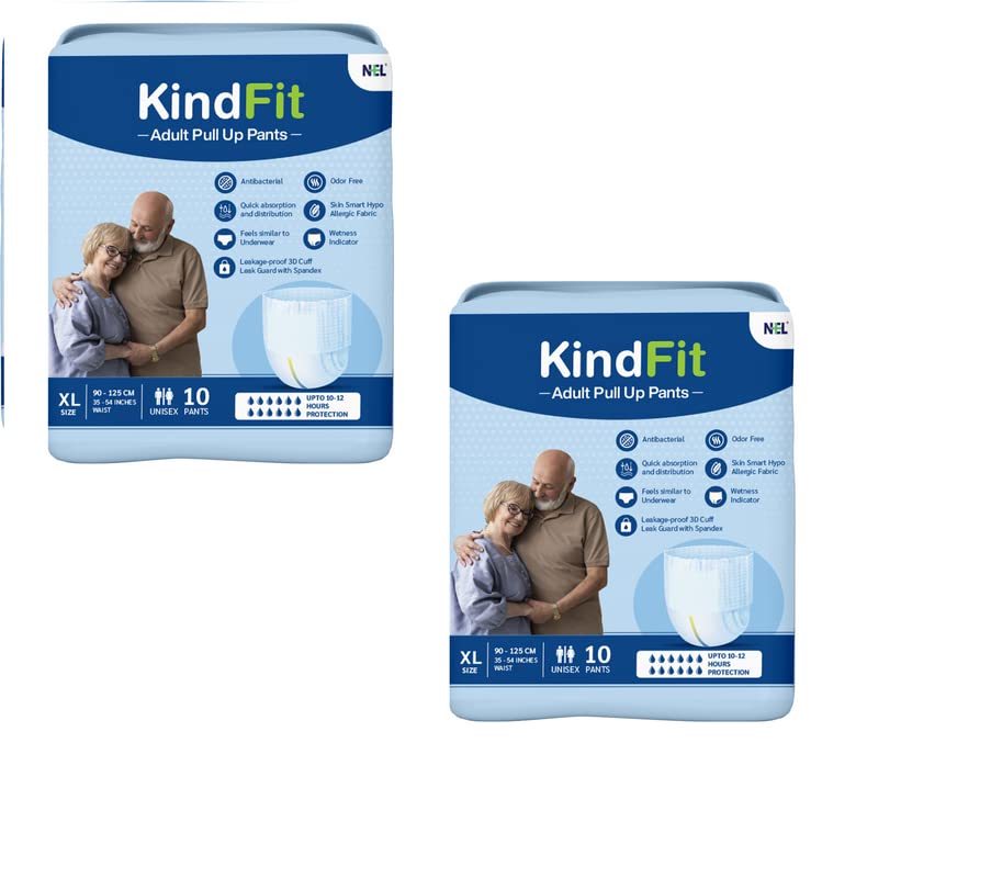 KINDFIT Unisex Adult Diaper Pull Up Adult Diapers Pant Style-20 Count With Soft Elastic And Extra Absorbent Core (Size: Xl) (Pack Of 2) (B0BXPF9F6M) Amazon Price History, Amazon Price Tracker