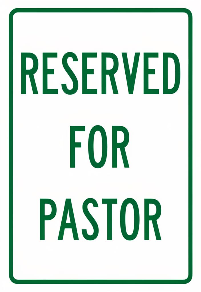peiyeety Reserved for Pastor Tin Sign 12x8 Inch, Metal Parking Style Sign with Green Text, Rustic Wall Decor Plaque for Church Office Door Entryway Parking Space, Gift for Pastor