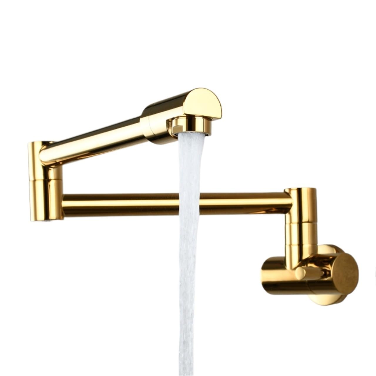ZYCHSJXA Pot Filler High Arc Swing Arm Faucet Wall Mounted 360° Rotatable Copper Single Cold Water Tap for Kitchen Stove Sink(Gold)