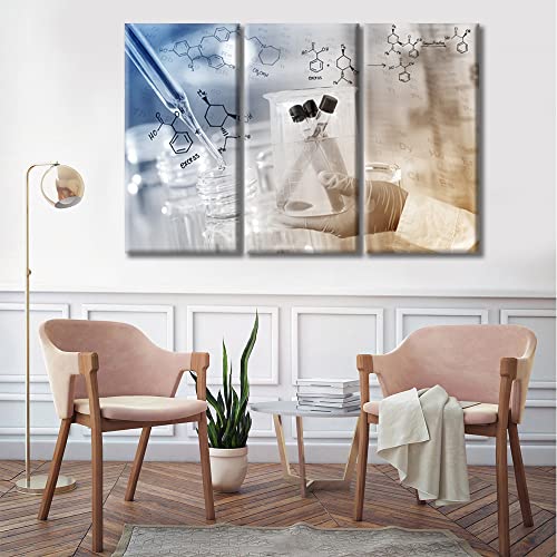 Image of TUMOVO 3 Piece Medical Poster Canvas Wall Art Young Scientist Pictures Wall Decor for Bedroom Clinical Laboratory Artwork Wall Art Framed Ready to Hang (42 inch Wx28 H)