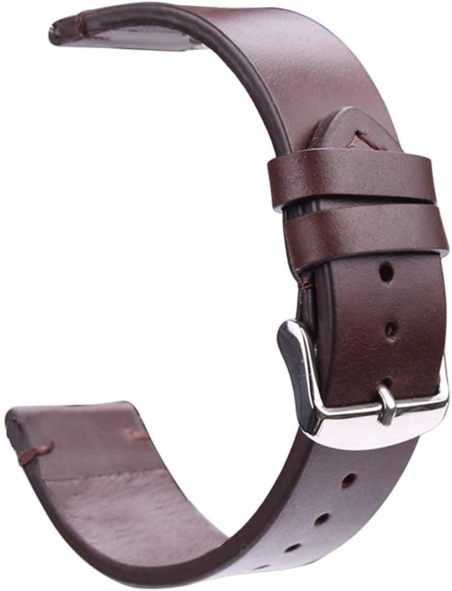 Wachgurt Vintage Leder Uhrenbänder dunkelbraunes Achter Handgelenk Bandgurt 18 mm 20 mm 22 mm Gürtel mit Edelstahl -Stiftschnalle -Gurt (Farbe: braune Schwarze Schnalle, Größe: 22 mm)