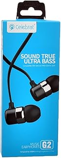 Celebrat G2 Wired Ultra Bass Stereo Sound Quality Earphones Containing Microphone And Controller Button Compatible With Devices With 3.5 Mm Jack - Black Silver Headphones Headset