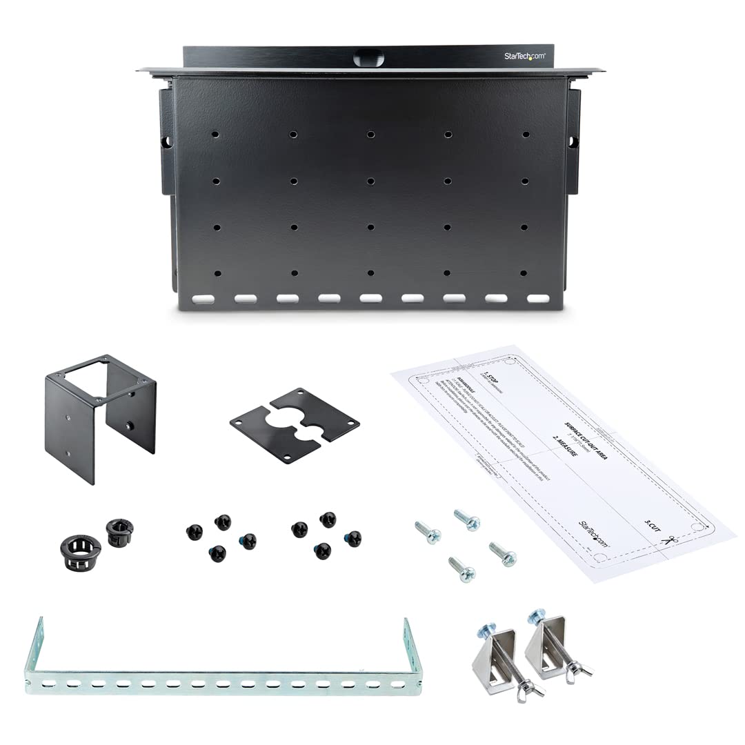 StarTech.com Box a doppio Modulo per Connettività sala Riunioni con gestione Cavi - moduli di Alimentazioni , Ricarica , A/V e Dock per PC Portatili | Due moduli di connettivita personalizzabili, Ideale per sale conferenze