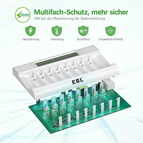 EBL Accu-oplader RM-76 voor AA- en AAA-batterijen, 8-voudig, supersnelle oplader, laadstation met lcd-display, voor het… - Afbeelding 7