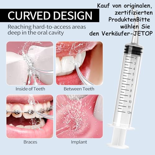 JETOP 6 Stück Dental Spritzen, 12 ml Dental Irrigation Spritze mit Maßnahme, Spritze mit Gebogener Spitze für Die Zahnpflege, Heimtiere Pflege, Kleberfüllung – Bild 6