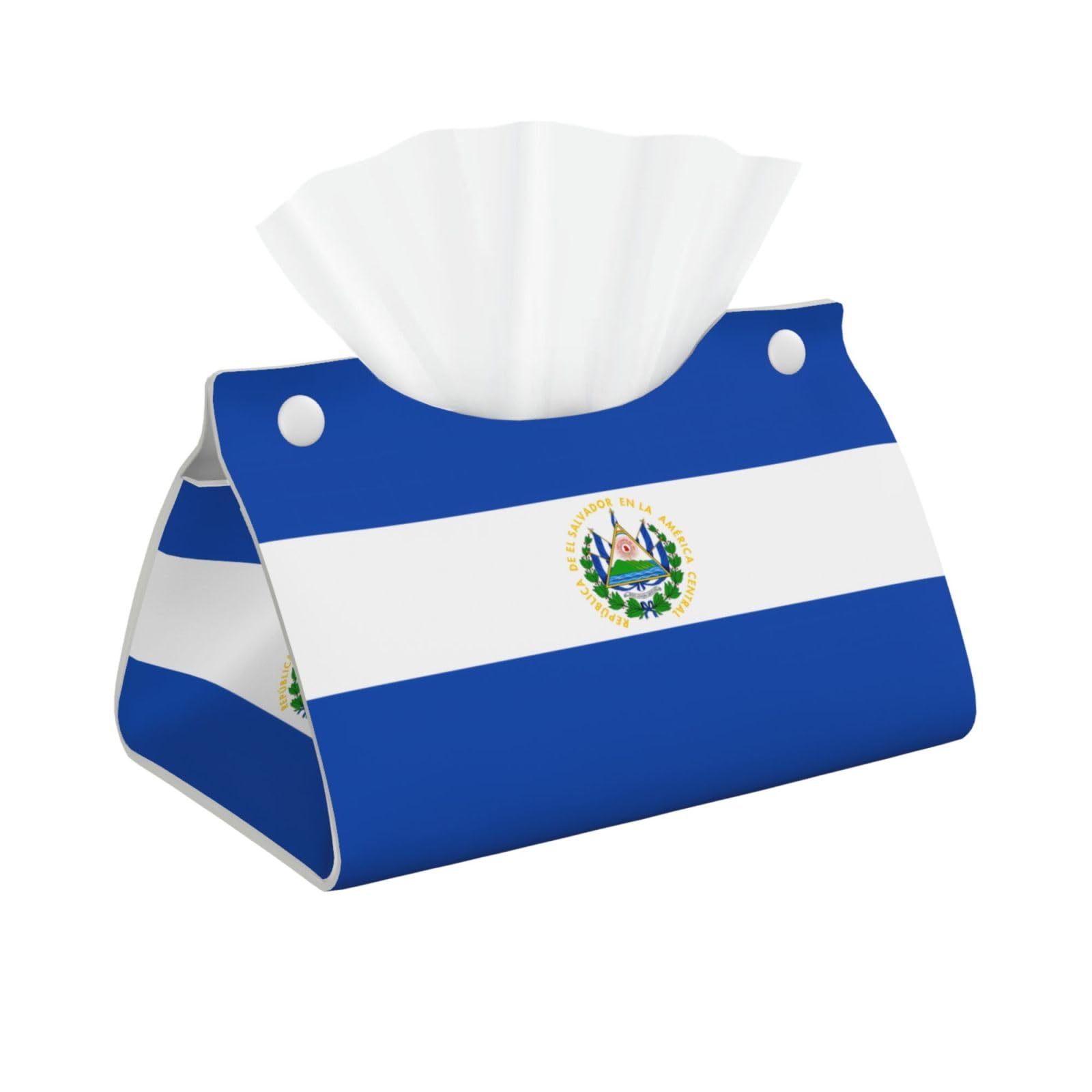 El Salvador Print Long Tissue Box Cover Holder Foldable Leather Organizer for Vanity, Nightstand, Desk & Bathroom