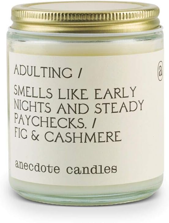 Anecdote Candles – Adulting Glass Jar Candle – Fig and Cashmere – Coconut Soy Wax – Non Toxic Scented Candle – Made in USA – Luxury Candles for Home – 7.8 Ounces : Home & Kitchen