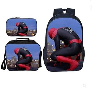 LIUHUIJUN Spider-Man Heroes Expedition 3D Fashion Borsa per Bambini Zaini per Bambini Cartoon Zaino per Uomo E Donna Set da Tre Pezzi K