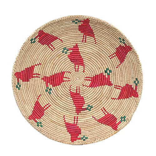 Ge Ylva Art Home NB017 The Birds Boho Decor Wicker Plate Woven Basket Hanging Wall Decoration Bowl Product Made of 100% Natural Materials Containing Ethnic Art Elements and Organic Paint 12.59''x2.7''