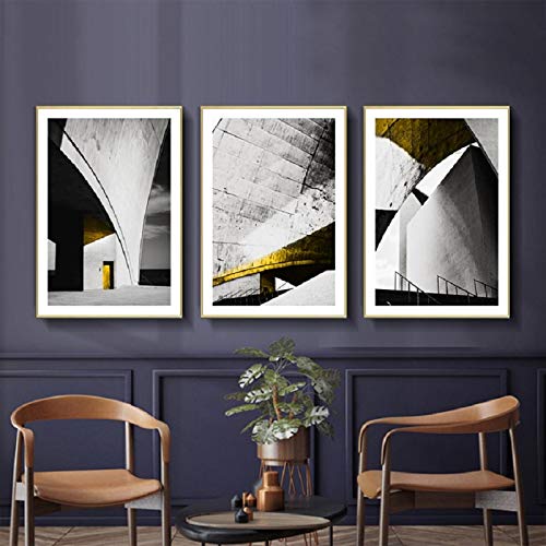 Pinturas en lienzo de alta calidad tríptico de láminas arquitectónicas en blanco y negro