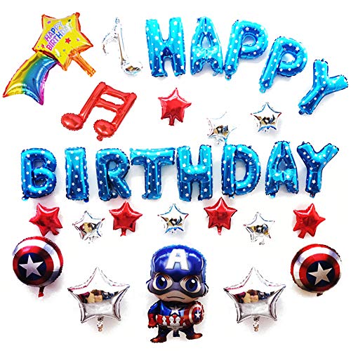 Preisvergleich Produktbild Folienballon-Banner"Happy Birthday", Superhelden-Party-Dekoration, für 1. 2. 3. 4. 5. 6. 7. Geburtstag