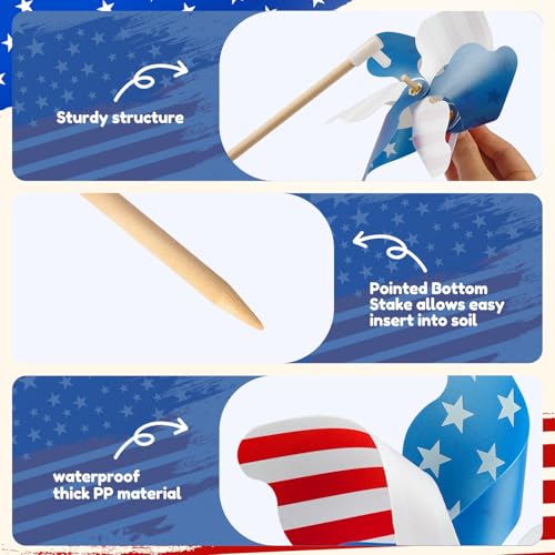 IiILittle 12 Pack Patriotic Pinwheels, 4th of July Decor by lilLittle - Used condition - Image 5