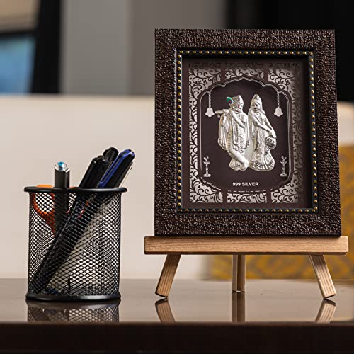 Image of Hem Jewels Pure Silver Radhe Krishna Frame for Gift & Home Decor (7.5x6.5 Inch)