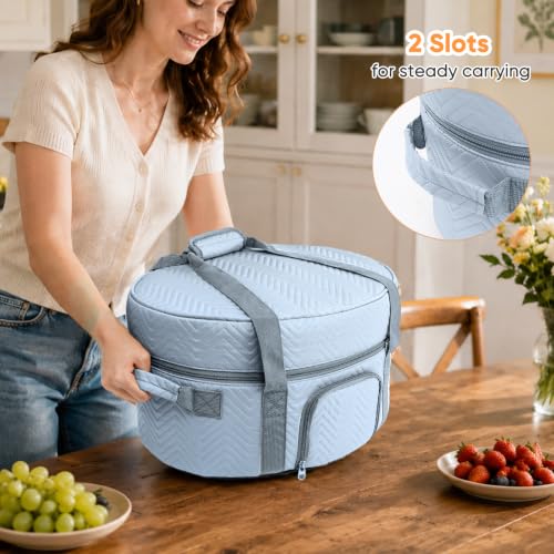 Image of Insulated Slow Cooker Carrying Bag for 6-8 Quart CrockPot and Hamilton Beach Slow Cooker with See-thought Window, Portable Carrier Case with Adjustable Band and Accessory Pocket
