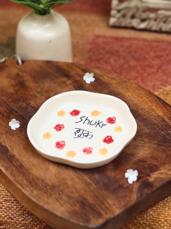 Image of WEAVING HOMES Shukr Handmade Dessert Plate Size: 11 cm Microwave & Dishwahsher Safe (Set of 1)