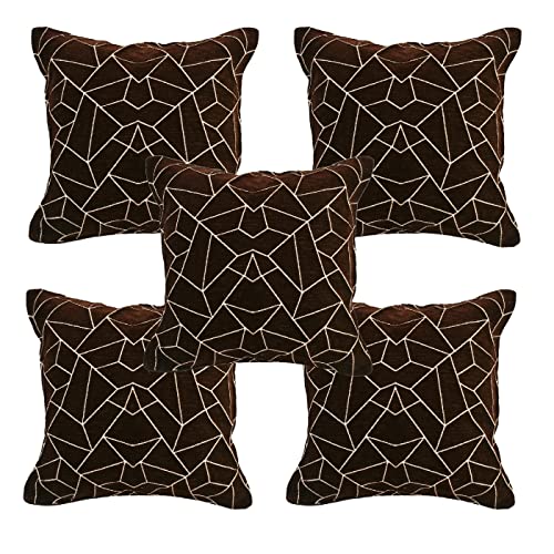 Image of Premium 5 Seater Printed Sofa Cover Set 3,1,1 Seater 10 Pieces Sofa Back Slip Panels, Protector for Single Seater (Coffee, L Shape with Cushion Cover)