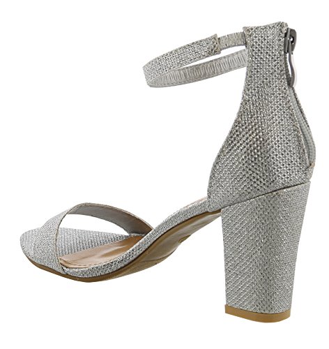 TOP Moda Womens Hannah-1 Platform Chunky Heel Metallic Glitter Party Ankle Strap High Heel Sandal - Image 4