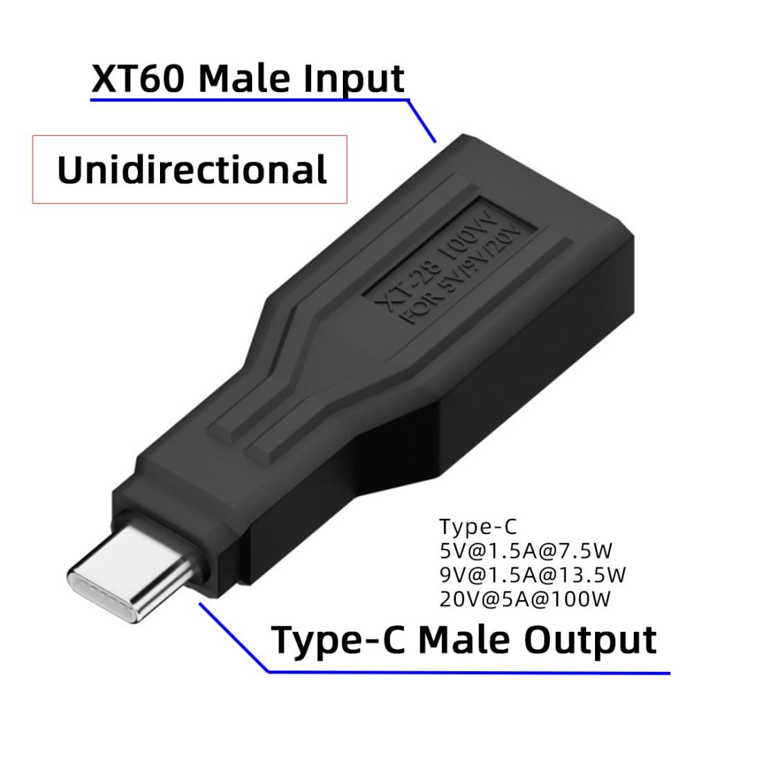 chenyang XT60 to USB C Adapter,USB C Male to XT60 Male Charging Conversion Adapter for Aircraft Model/Car Model/Remote Control Toy/Battery Charger
