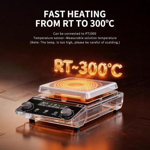 Image of Digital Magnetic Stirrer Hot Plate Stirrer 5L 300℃ 5.9IN Stir Plate | LCD|1600RPM|Stir Bar|Support Stand|Temp Probe Sensor|Lab Hot Plate with Magnetic Stirrer Magnetic Stir Plate Labs Home Univ.