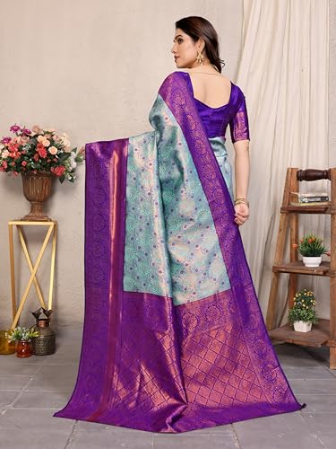Image of Women's Kanjivaram Soft Silk Banarasi Saree With Blouse Piece | Banarasi Sari For Women | Saree with Blouse piece