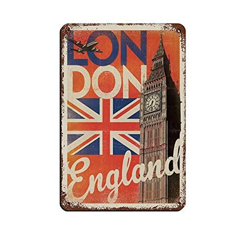 KZIWQ Plaques en métal vintage Angleterre Londres Big Ben Voyage Plaques en métal Affiche murale Décoration de bureau Café Salle de bain Chambre 15x30cm