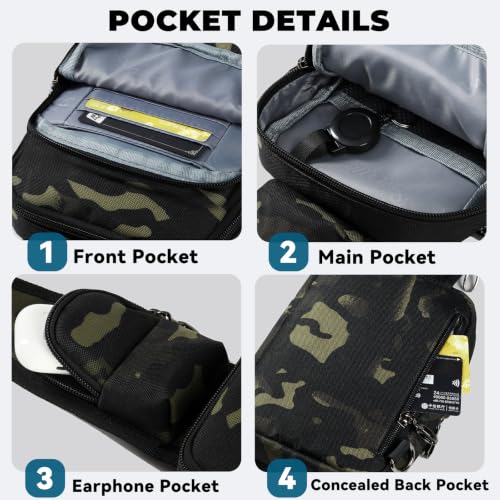 Image of Sling Bag, Crossbody Bag with Zipper Lock, RFID & Water Resistant for Women and Men Small Chest Bag for Travel Casual