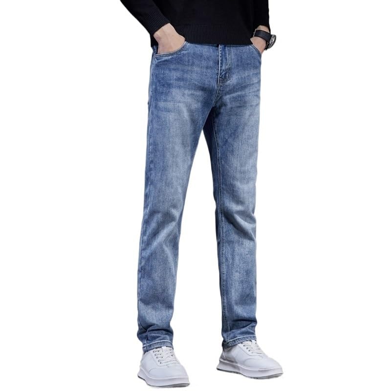 Slim Straight Leg High Stretch Leg Skinny Jeans Solid Color Pants for Men2