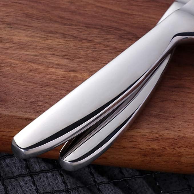 Miniatura 4 de Cuchillos de acero inoxidable, resistentes a la corrosión, hoja afilada, mango de acero inoxidable, cuchillo de mesa de cocina (plata, filete 8)