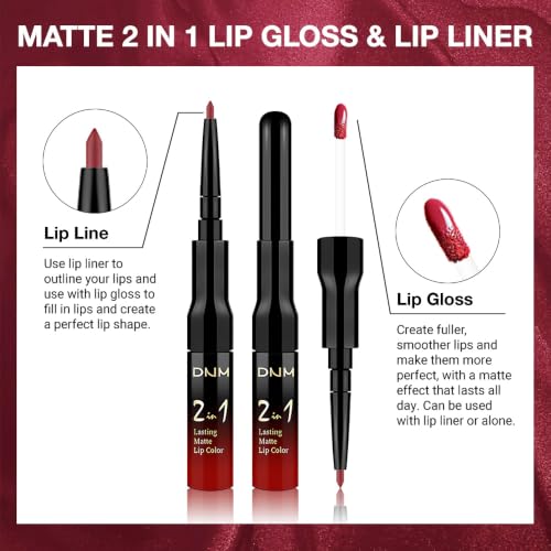 Image of evpct 1Pcs Bright Fire Ruby Red Matte Lip Liner & Liquid Lipstick Stain,13#