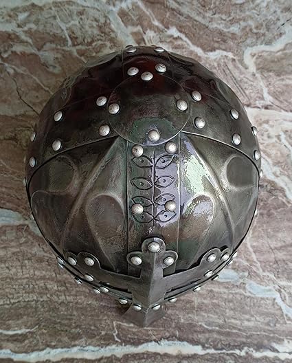 Casco vichingo medievale norreno, articolo regalo cosplay, calibro 18, in acciaio dolce con finitura nera anticata