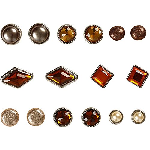 Deco Rivets, Size 8-18 mm, Brown, 16asstd