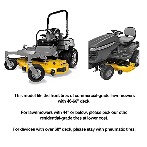 New 13X6.50-6 Flat-Free Heavy Duty Smooth Tire W/Steel Rim For Commercial Lawn Mower Garden Tractor (Deck≤66"), Hub Length 4"-7.1", Bore Φ5/8" Grease Oil Infused Bushing, 136506 T161 #TOP5