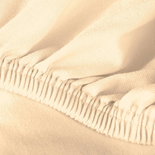 aqua-textil Exclusiv Spannbettlaken 200x220-220x240 cm Natur Jersey Baumwolle 230g/qm Spannbetttuch Elastan Laken – Ansicht 3