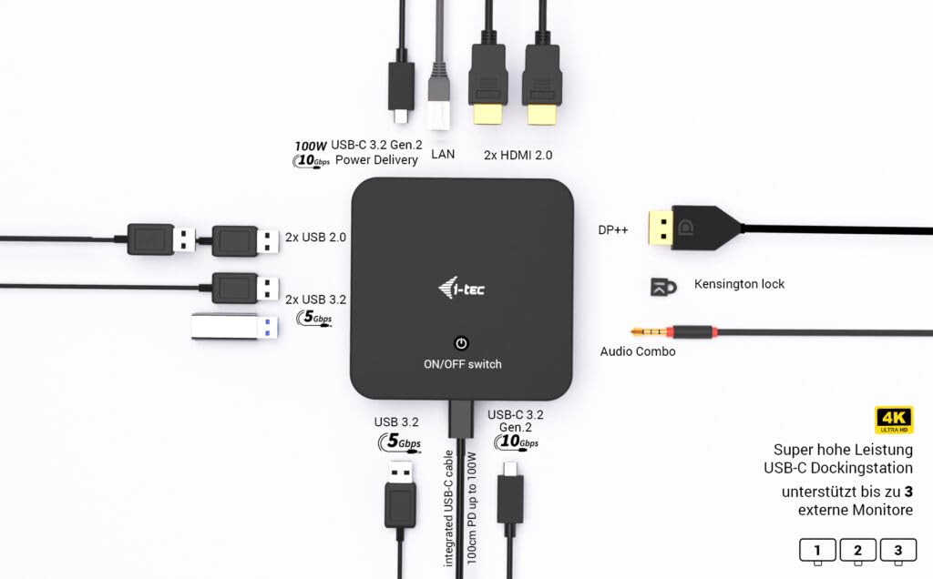 I-Tec Dockingstation - UsB-C / Usb4 / Thunderbolt 3 / Thunderbolt 4 / Thunderbolt 5 (c31trividpro100w)