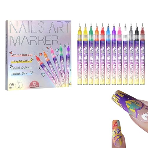 Stylos de couleur pour nail art, feutre graffiti pointillage et design 3D fin