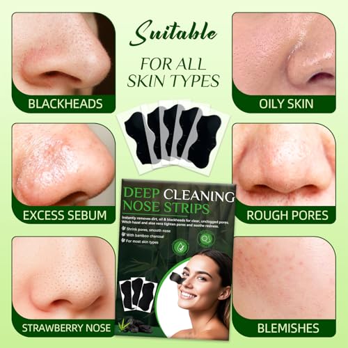 Eveellyn Mitesserentferner Stripes, 80 Stück Mitesser Entfernen mit Aktivkohle, Für Eine Porentiefe Reinigung und Ein Verfeinertes Hautbild, Geeignet für Alle Hauttypen, für Männer und Frauen