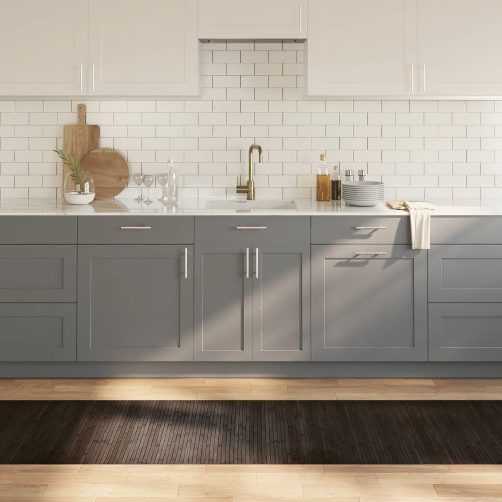 Rechteckiger Teppich Dunkelbraun 70 x 500 cm aus Bambus-Teppich Bambus Holz rutschfeste Matte Läufer Bambusmatte Küche Bad