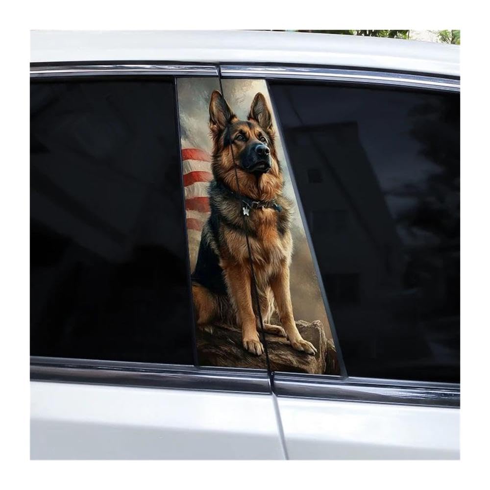 Decorative Items 2pcs Car Window Pillar Stickers German Shepherd DIY Vinyl Car B-Pillar Decals(C)
