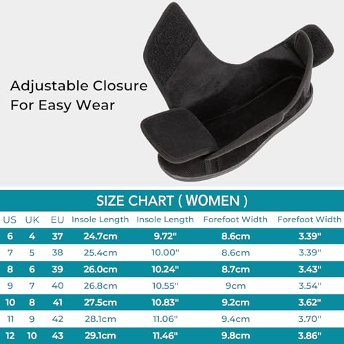 Hometop Women'S Corduroy Slippers Comfy Adjustable Hook And Loop Memory Foam Indoor Closed-Back House Shoes For Diabetic Swollen Feet Matt Black thumb #5