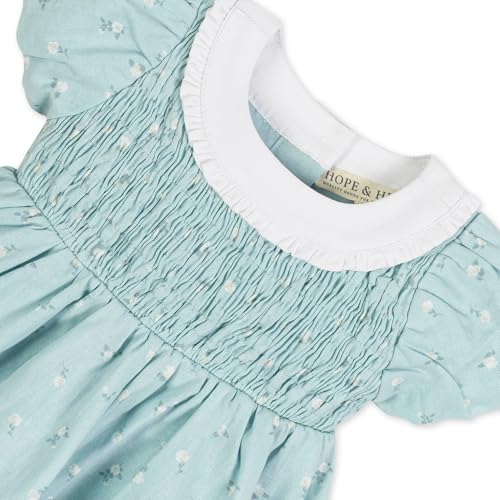 Hope & Henry Layette Baby Girl Woven Short Sleeve Dress with Peter Pan Collar4