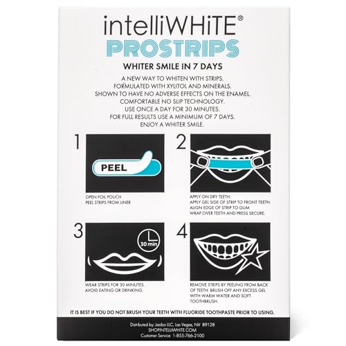 Image of IntelliWHiTE ProStrips Teeth Whitening Strips, 28 Day Treatment, Whitens Up to 12 Shades, Enamel-Safe Gentle Remineralizing Formula, Dentist Formulated for Sensitive Teeth, (56pk Peach Flavor)