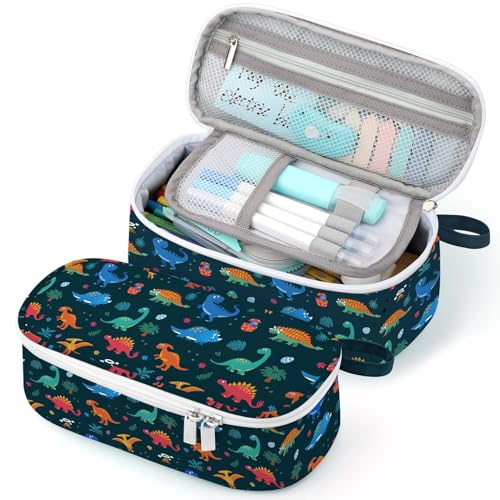 Image of Jcocylse Large Capacity Pencil Case Portable Pencil Pouch Bag School Supplies for College Students(Dinosaurs)